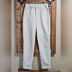 Old Navy Cream Curvy OG Straight Cotton Stretch Button-fly Jeans Size 8 Tall